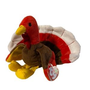 Gobbles The Turkey Plush Ty Beanie Babies Thanksgiving Stuffed Animal Toy Decor